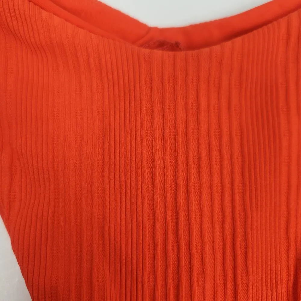 L*Space Cabana Bitsy Bikini Bottom in Poppy Orange Ribbed Size XL NWT - Image 3