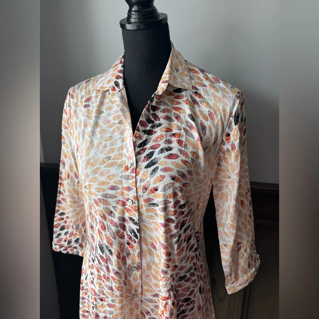 Nic + Zoe orange multi color mini dress with pearlescent buttons NWT  size s - Image 2