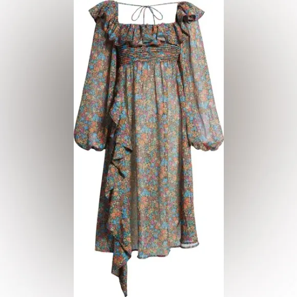 For love and Lemons Brittany Floral Print Long Sleeve Midi Dress size XS - Image 3