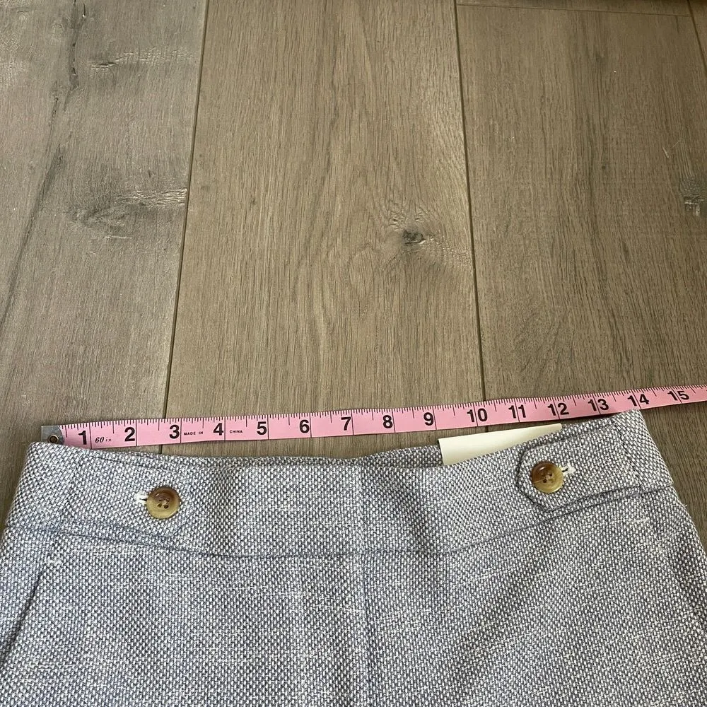 NWT Ann Taylor high rise straight leg blue white tweed woven pants cuffed twee - Image 3