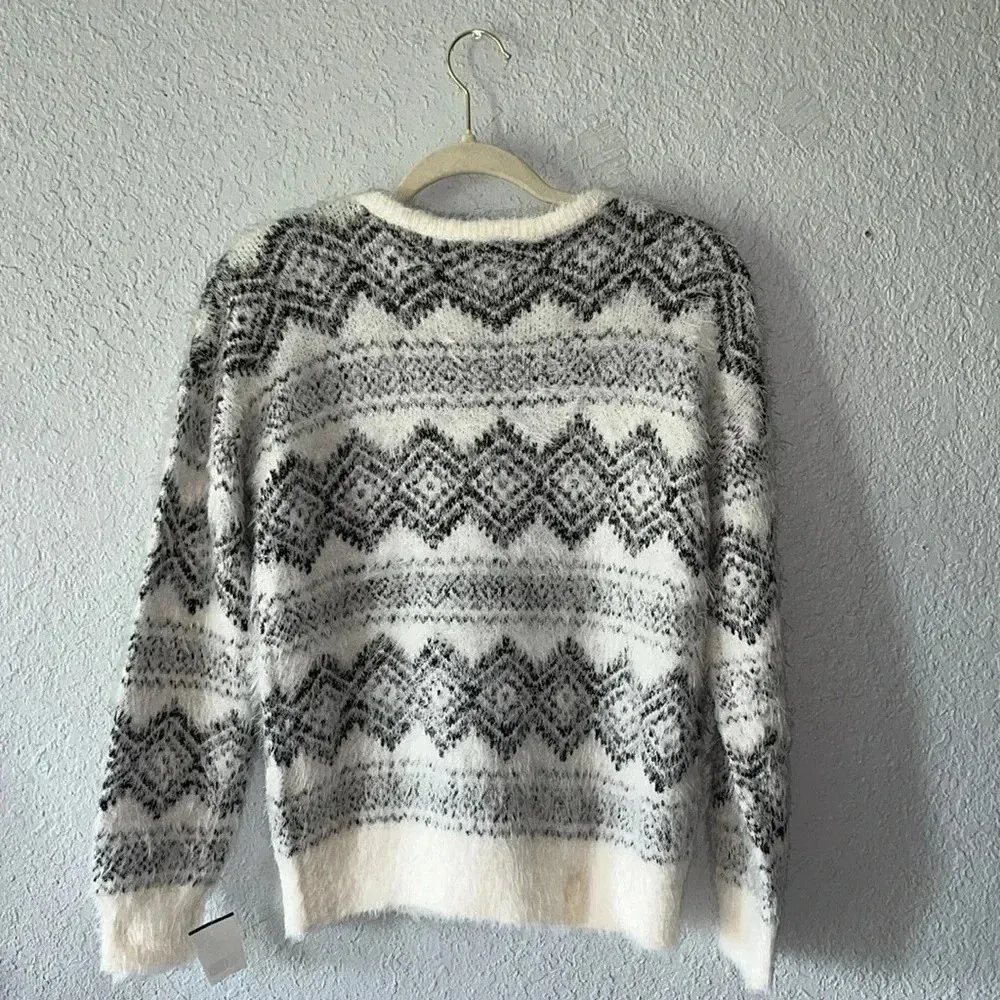 New cozy xs sweater cliche brand fuzzy soft comfortable pattern sweater winter Black - Image 2