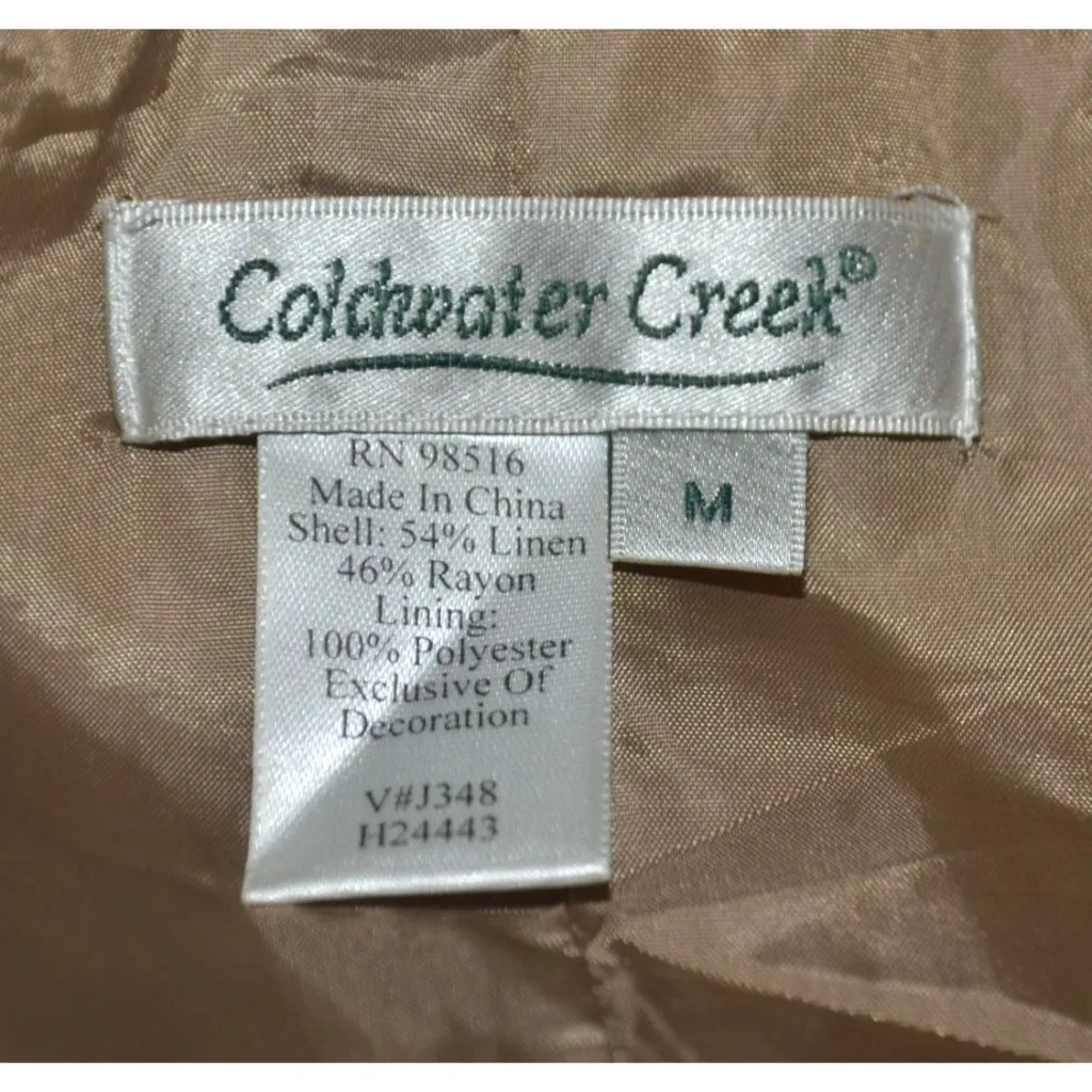 Coldwater Creek Boho Linen Blend Midi Skirt Size M Floral Sequin Art to Wear - Image 10