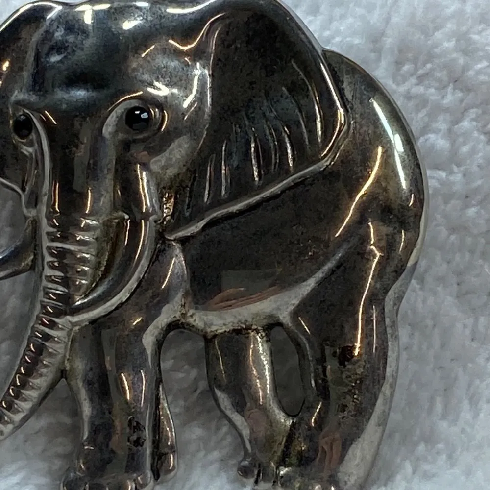 Vintage Best Silver Tone Elephant Pin Brooch Pendant Signed Alabama Fan Jewelry - Image 6
