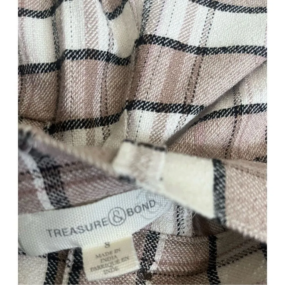 Treasure & Bond Chantrelle Plaid Beige High Rise Pleated‎ Shorts - Image 5