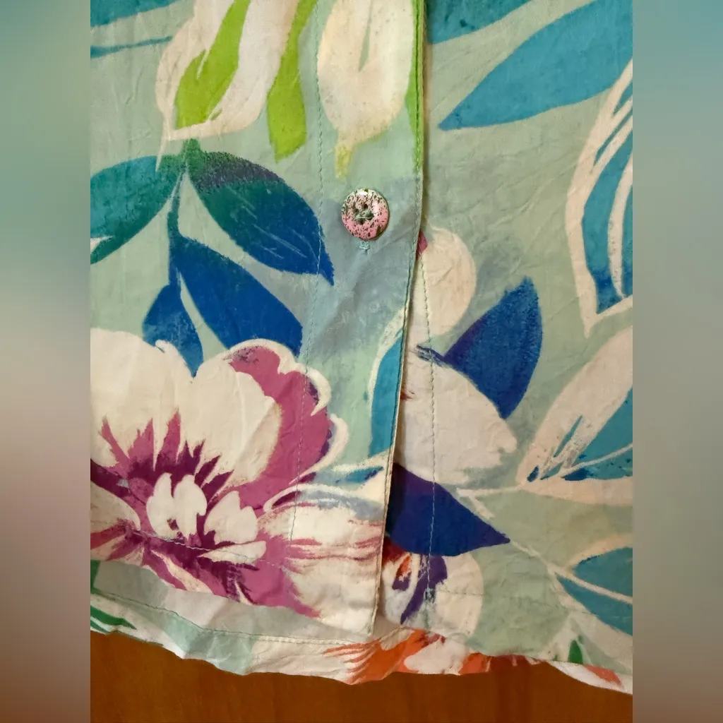 Jams World Crystal Camp Shirt Floral Rayon Hawaiian Colorful Vintage Small - Image 6