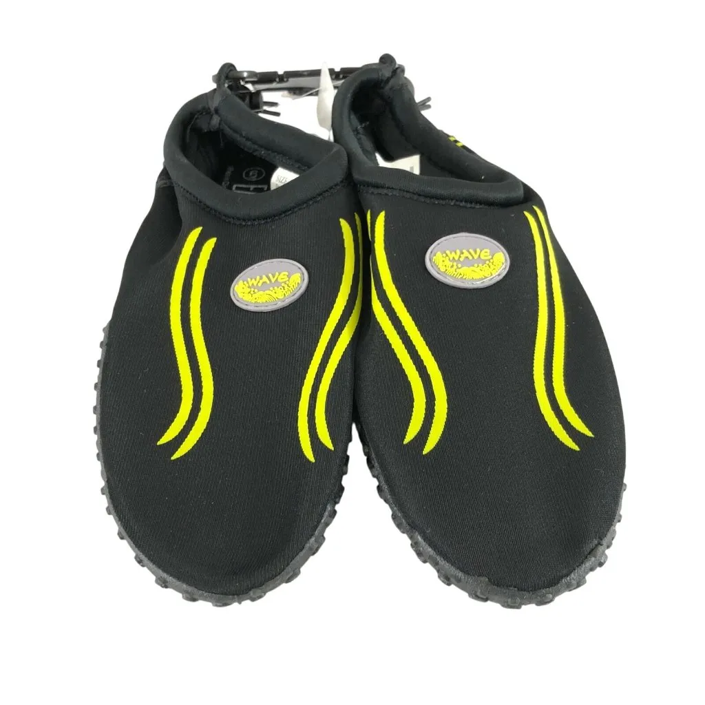 Easy USA Womens Water Shoes Slip On Mesh Drawstring Yellow Black Size 6 - Image 2