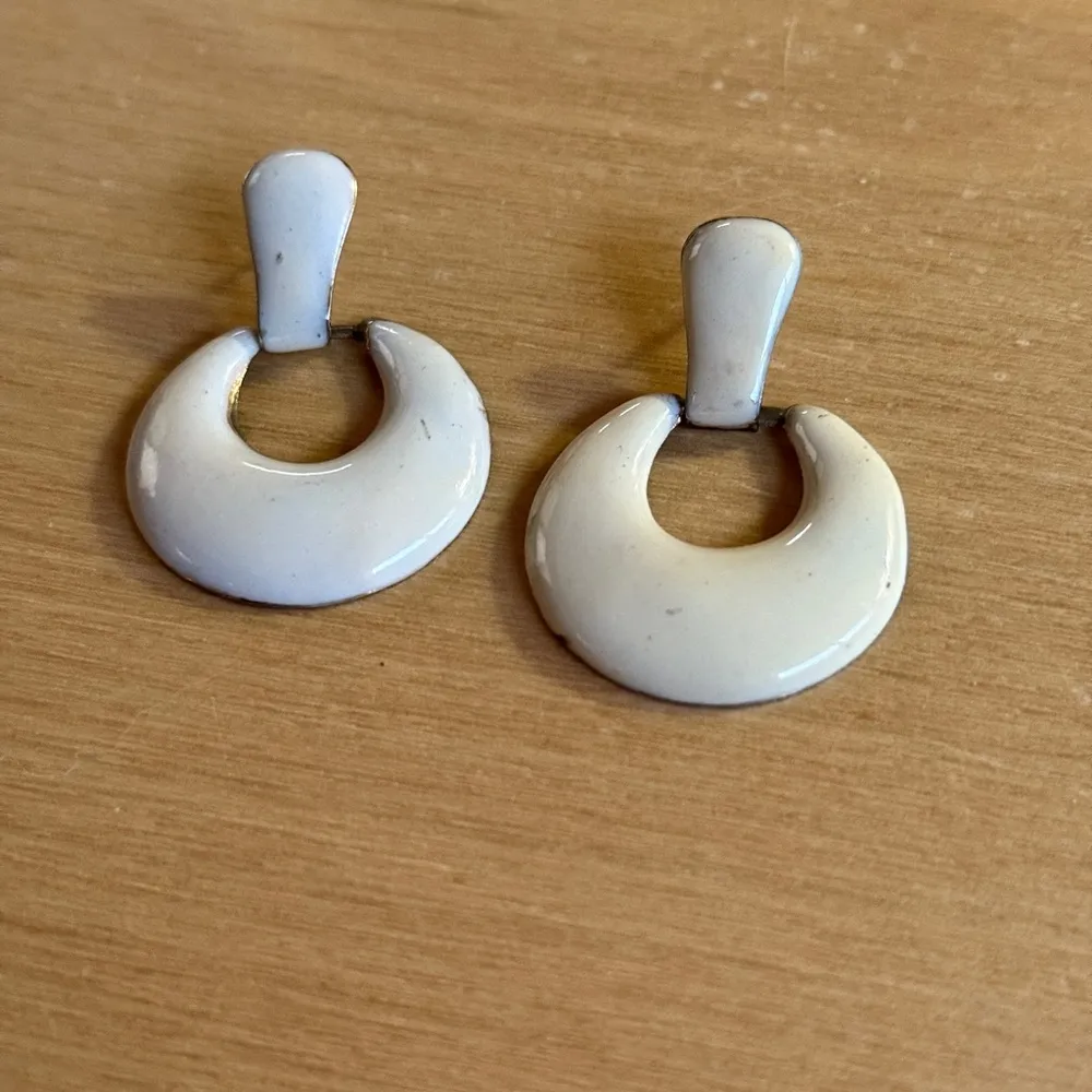 White Hoop Earrings - Image 2