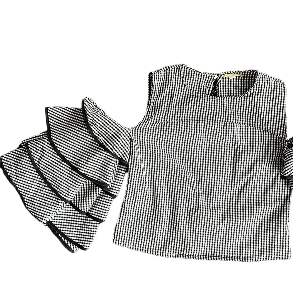 Gianni Bini Top Lexi Gingham Tiered Sleeves Cold Shoulder Blouse - Image 10