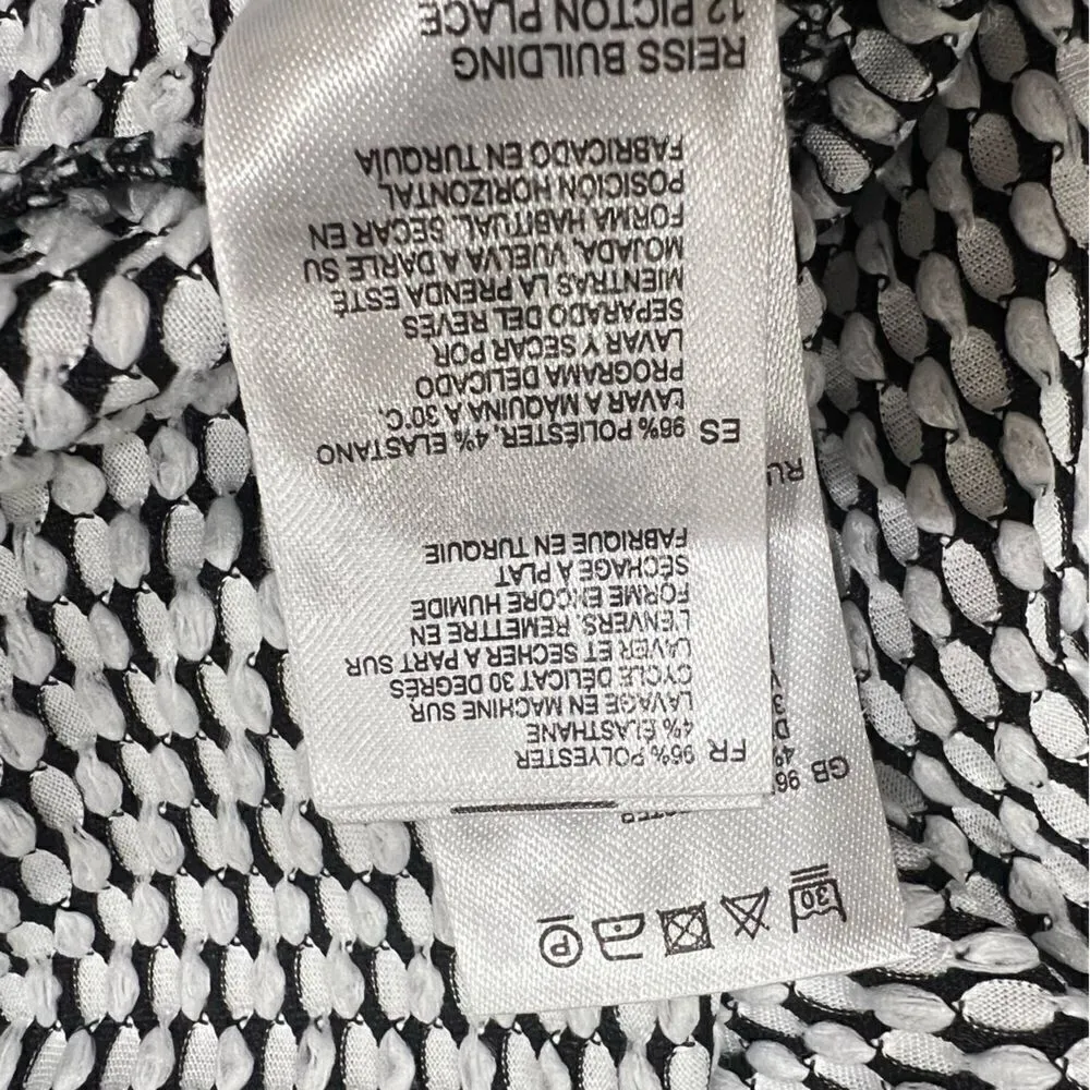 Reiss White & Black Long Sleeve Honeycomb Print Casual Top Women’s XS - Image 3