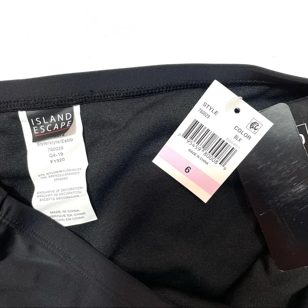 Island Escape BLACK Pant Bikini Swim Bottom Size 6 - Image 3