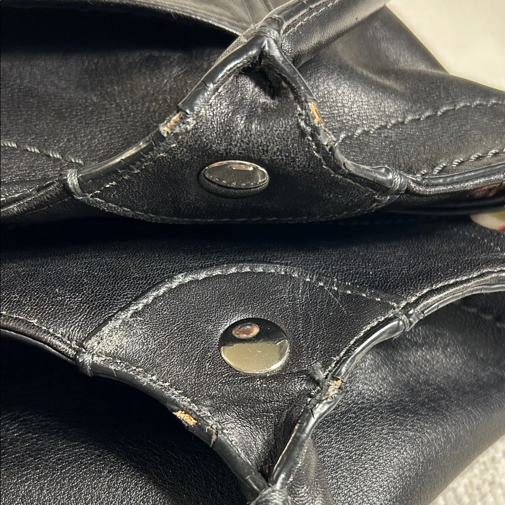 Coach F14383 Bleeker Black Leather Tote with Colorful Striped Interior - Image 12