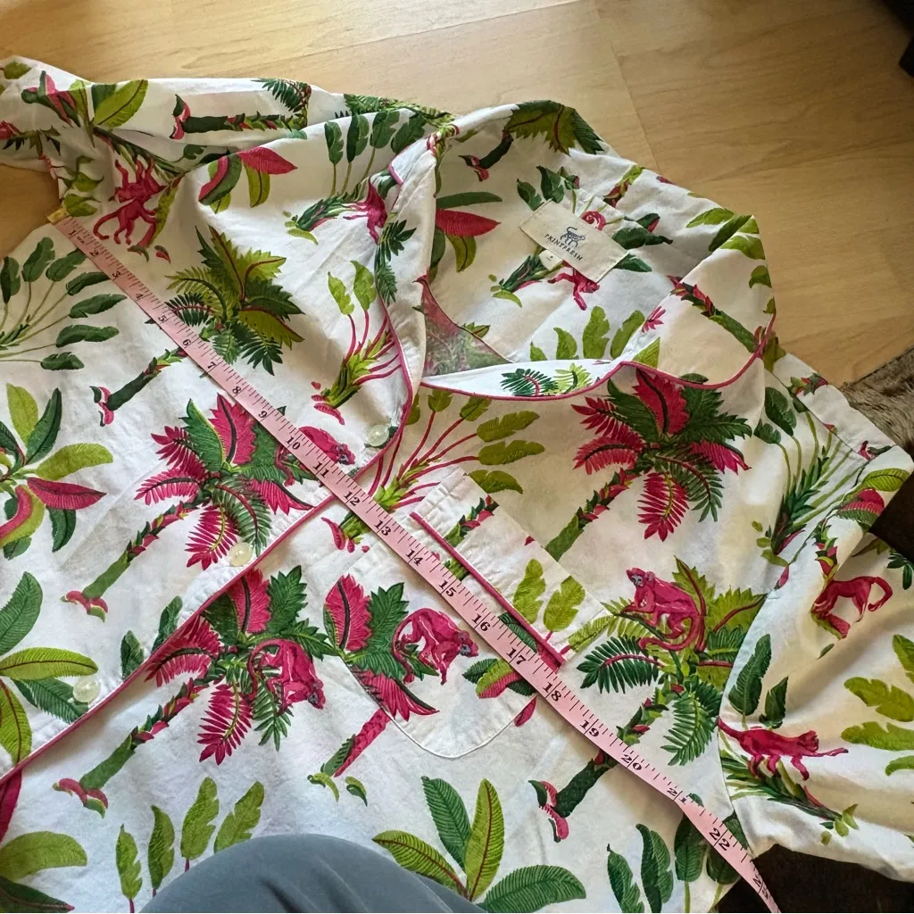 PRINTFRESH Royal Palm Printed Long Sleeve‎ Pajama Top Size Small - Image 7