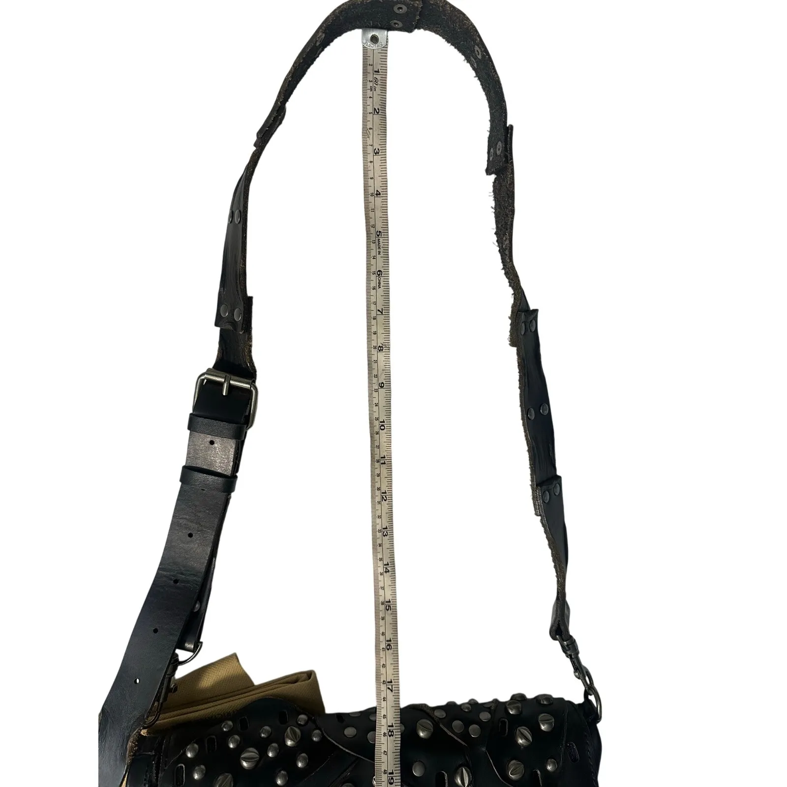 Patricia Nash Crossbody Black 100% Leather Silver Studded Flap NWOT - Image 13