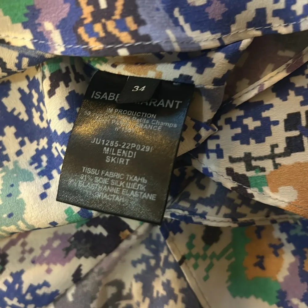 Isabel Marant Milendi Floral Ruffle Ruched Stretch Silk Skirt size FR 32 - Image 6