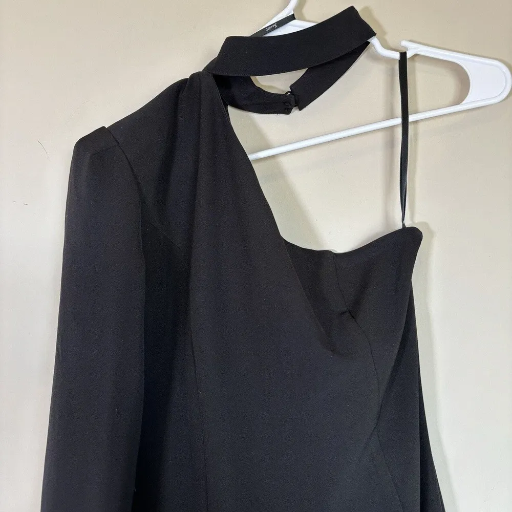 Bardot Black Willow One Shoulder Choker Style Minidress. Size: US 6 - Image 4