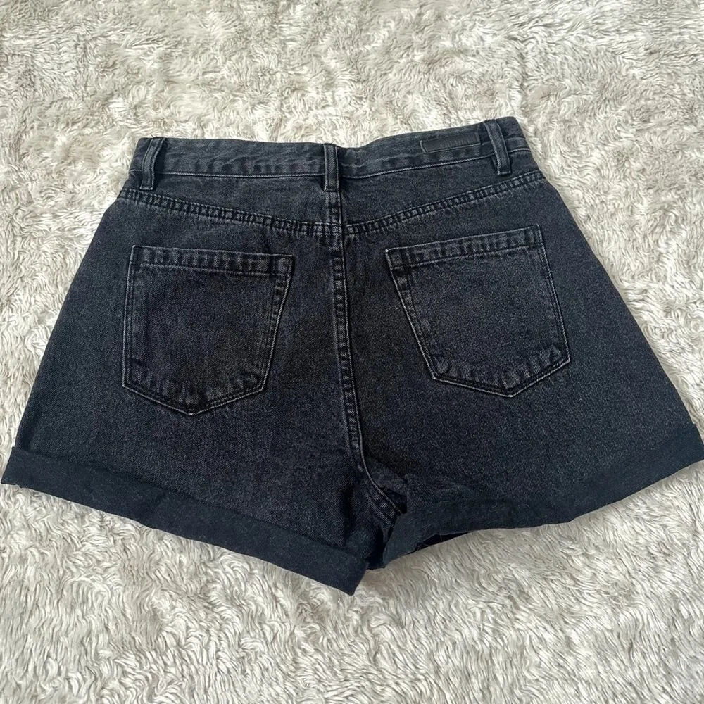 Ghanda Sz 10 High Rise Black Denim Shorts 3" Inseam - Image 2
