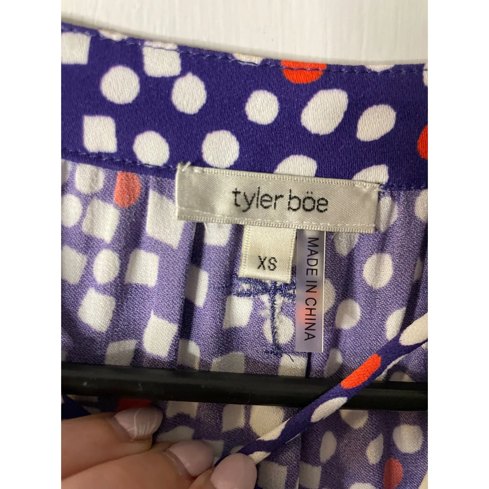 Tyler Boe XS Dress Purple White Red Print Tiered Casual Sleeveless - Image 2