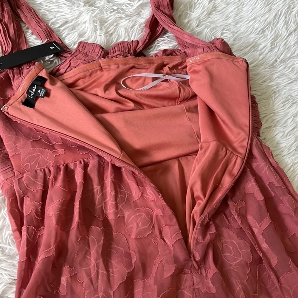 Lulus Lovely Celebration Floral Burnout Chiffon Jumpsuit deep Rose size Medium - Image 12