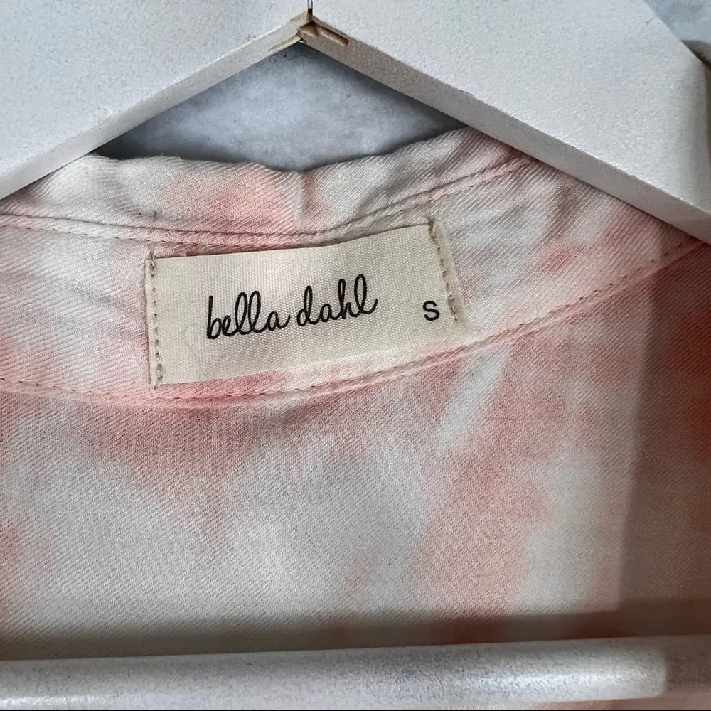 BELLA DAHL Womens Shirt Tail Button Down Coral Sunset Tye Dye Shirt Sz S Boho - Image 14