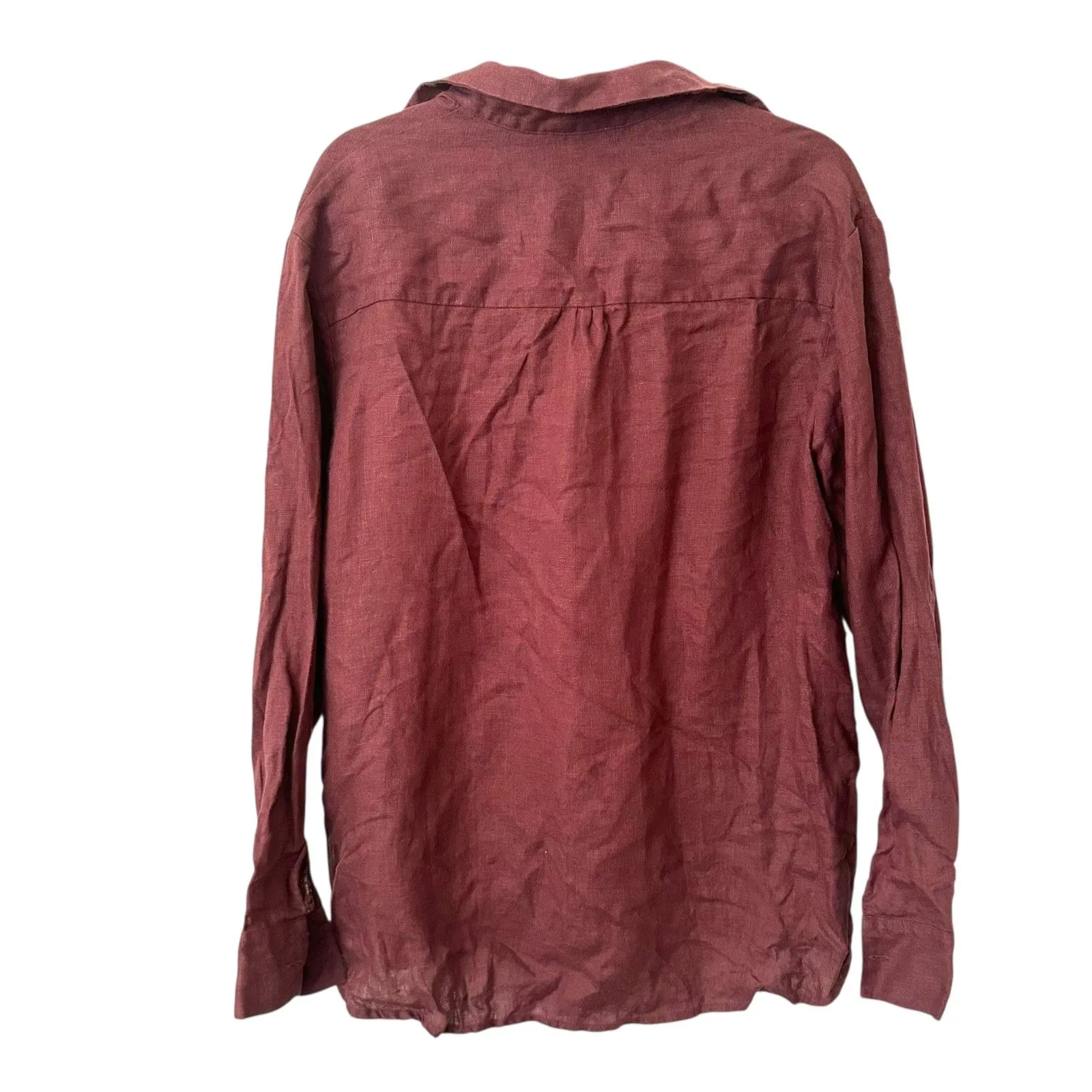 MONDAY SWIMWEAR Linen Tie Front Tunic Maroon Medium Red - Image 3