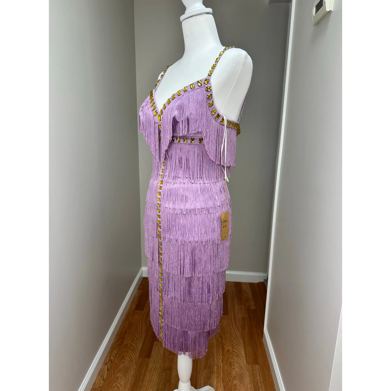Mandalay Purple Fringe Womens Mini Dress size 4 - Image 4