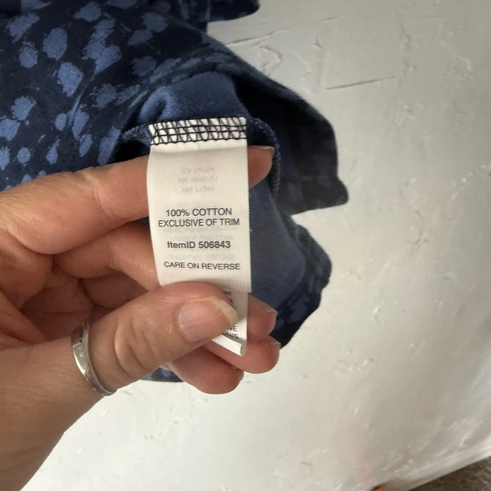 LL Bean Blue Floral Print 3/4 Sleeve V - Image 5