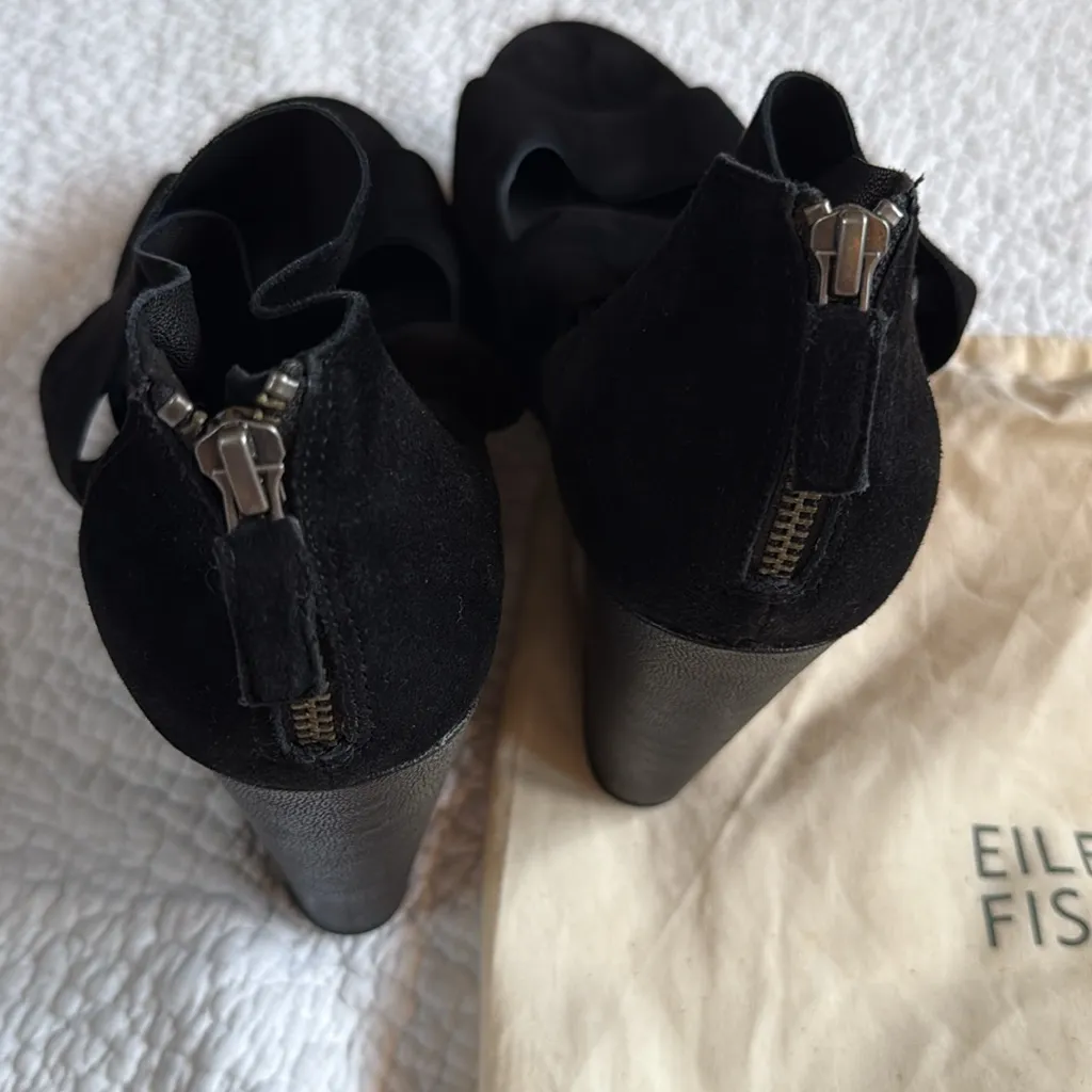 NWT Eileen Fisher Ellis Sandal Black Wedge Shoes - Image 5