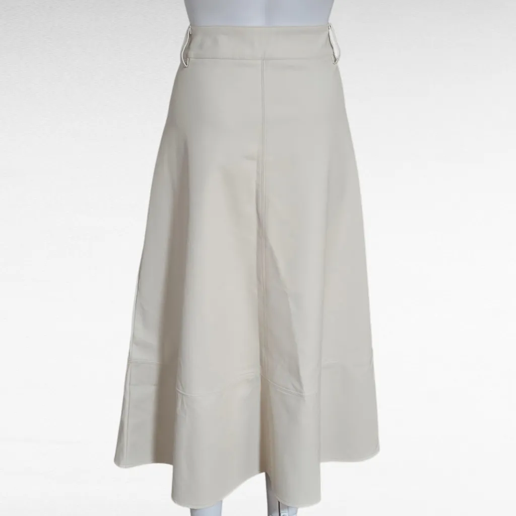 Haute Monde Ecru Faux Leather A-Line Skirt Size XL Minimalist Modern Neutral - Image 5