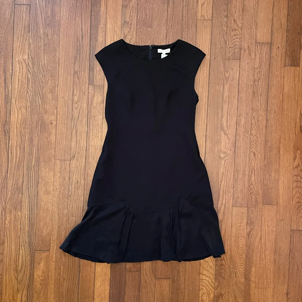 Rebecca Taylor Stacy Textured Fit & Flare Scalloped Flounce Hem Dress Black~4 - Image 16