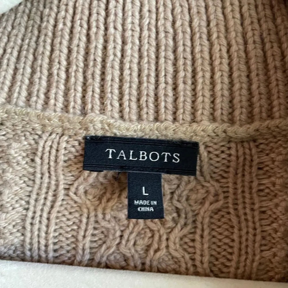Talbots  Tan Cable Knit Cardigan Sweater - Image 4