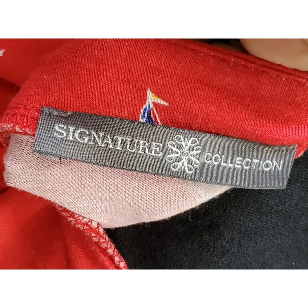 Signature Collection Women Red Round Neck Short Sleeve Knee Length Dress 18W - Image 8