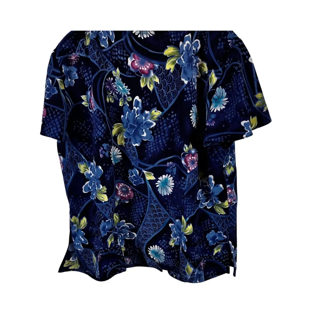 Womens Size XL Floral Patterned Womens Blouse Short Sleeve Button - Image 12