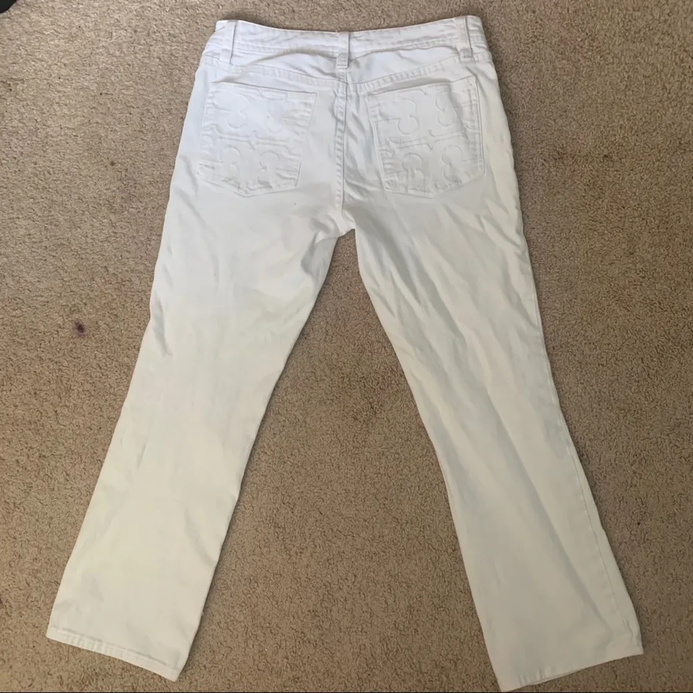 Tory Burch white cropped slim boot jeans - Image 10