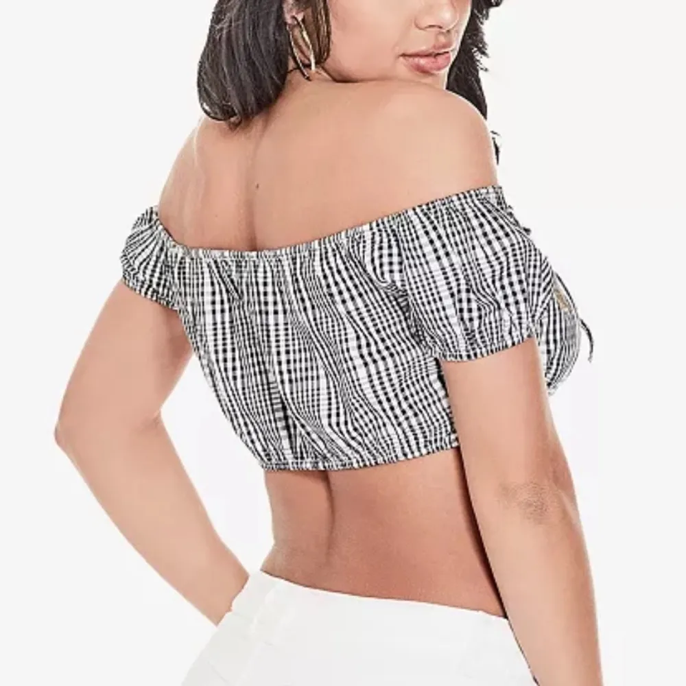 Womens Checkered Strapless Crop Top
Blouse. - Image 4
