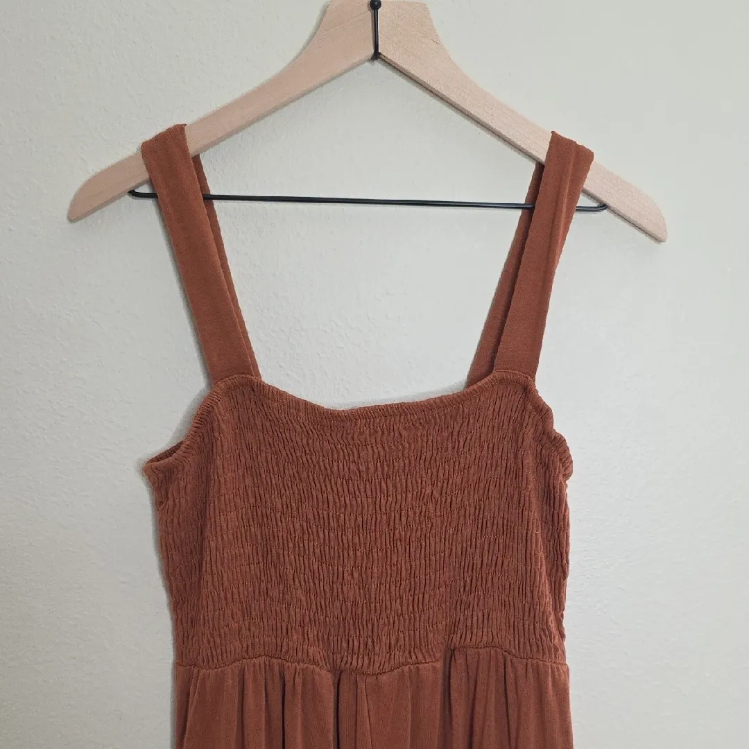 Automet Jumpsuit Smocked Sleeveless Brown Large - Image 5