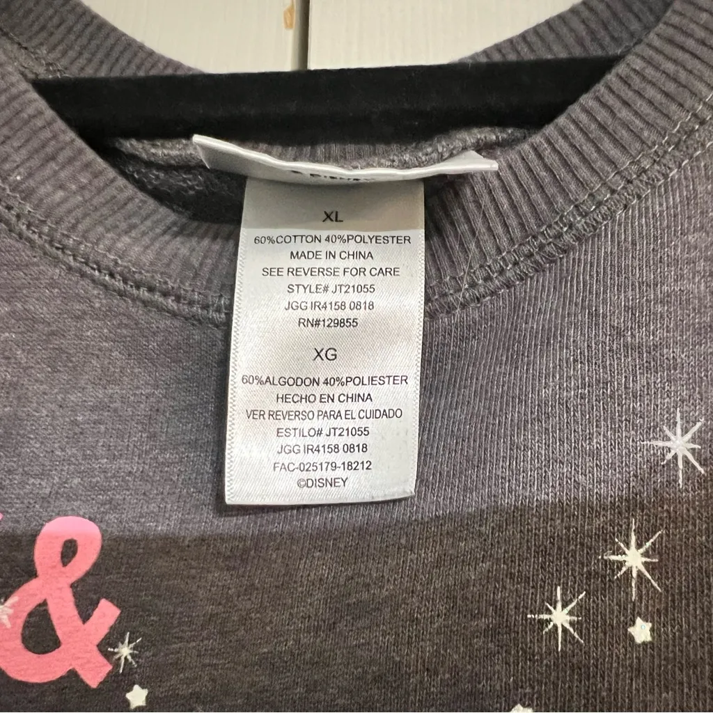 Disney Parks Grey Gray Cold Shoulder Thin Sweatshirt Size XL Fairy Godmother - Image 7