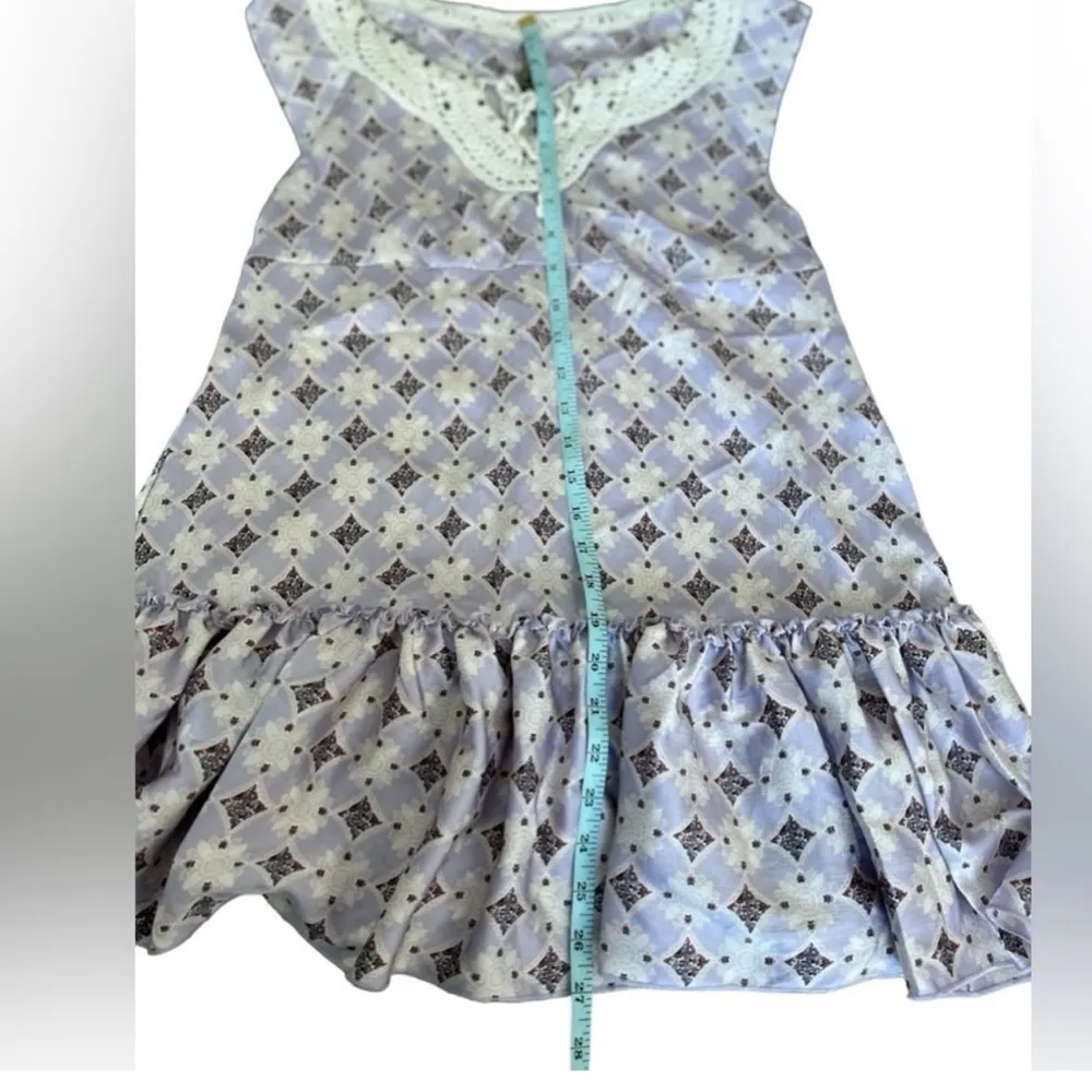 Free People Women's M‎ Lavender Bohemian Tunic Top Sleeveless Velvet Crochet - Image 2