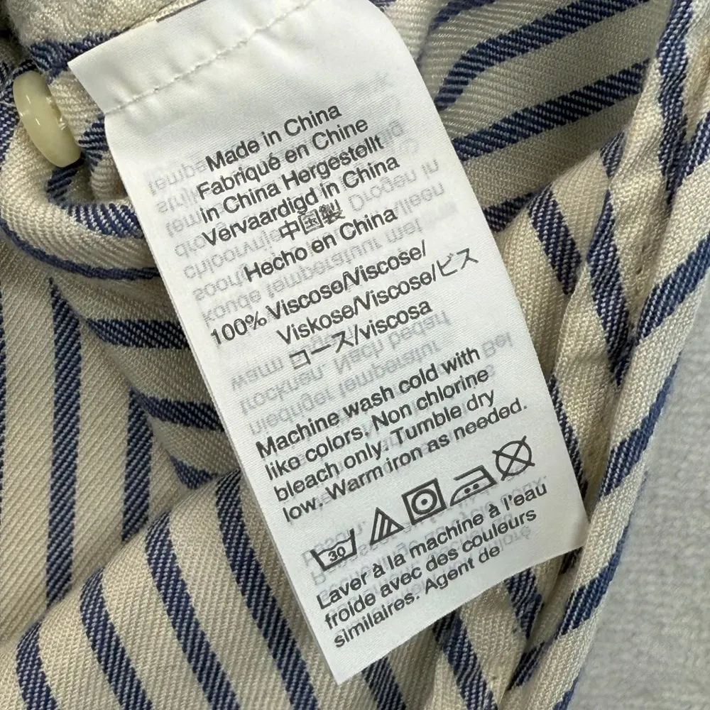 Madewell Striped Button-Up Shirt Short Sleeve Relaxed Fit Blue White Size S READ - Image 5