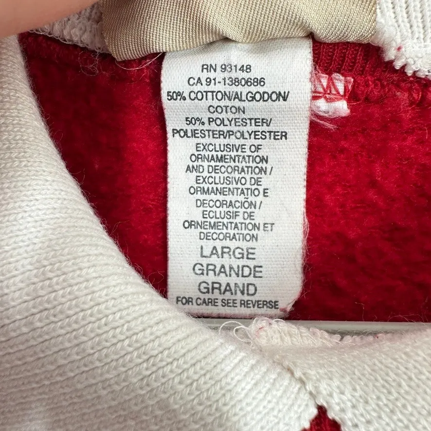 Top Stitch By Morning Sun Red Cat Embroidered Collared Sweatshirt Christmas Size L - Image 6