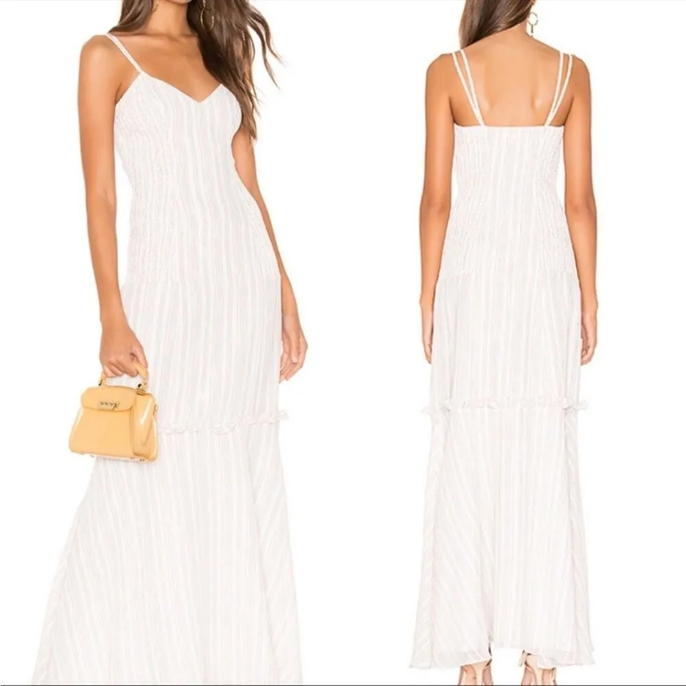 Tularosa Zana Dress in Ivory smocked side maxi dress multicolor stripe - Image 2