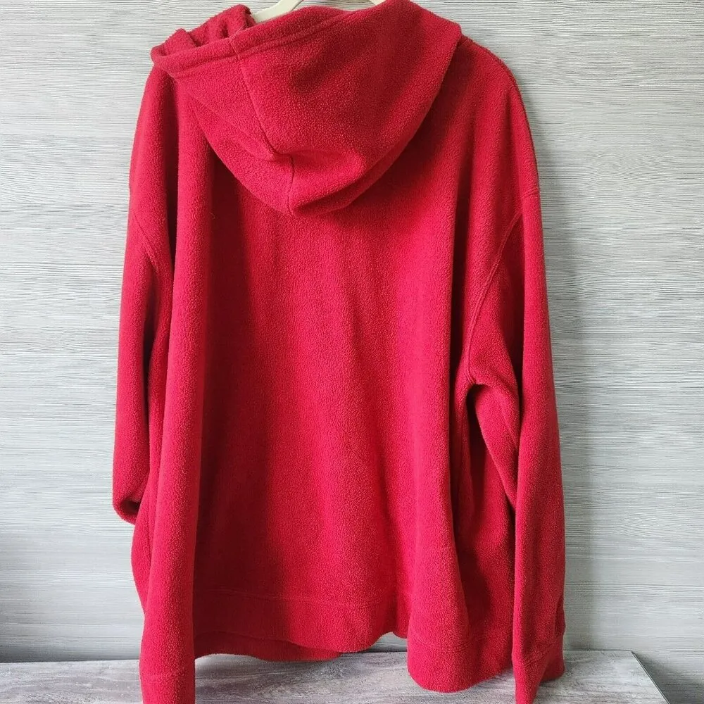 Disney Vtg 90s Red Long Sleeve Mickey Full Zip Fleece Drawstring Hoodie Size 3X - Image 10