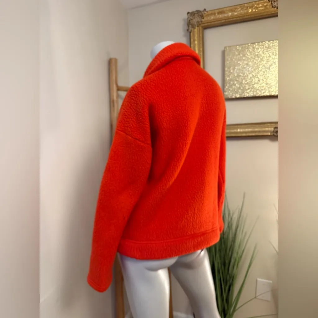 J. Crew Fleece Sherpa Women’s XS Red Orange Half Zip Pullover Jacket - Image 7