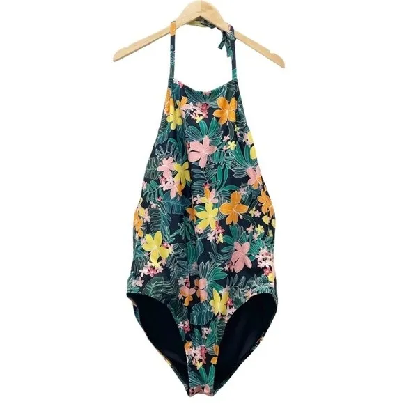 Old Navy Hibiscus Print Plus Size Halter Tie One Piece Swimsuit Plus Size 2X - Image 2