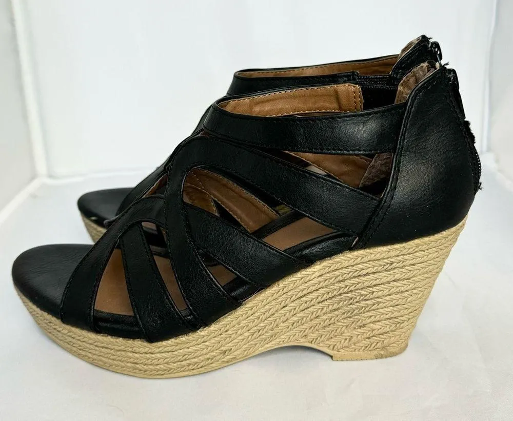 Jaclyn Smith Abby Boho Espadrille Wedge Zip Retro 70s Style Sandals Shoe Sz 6.5 - Image 2