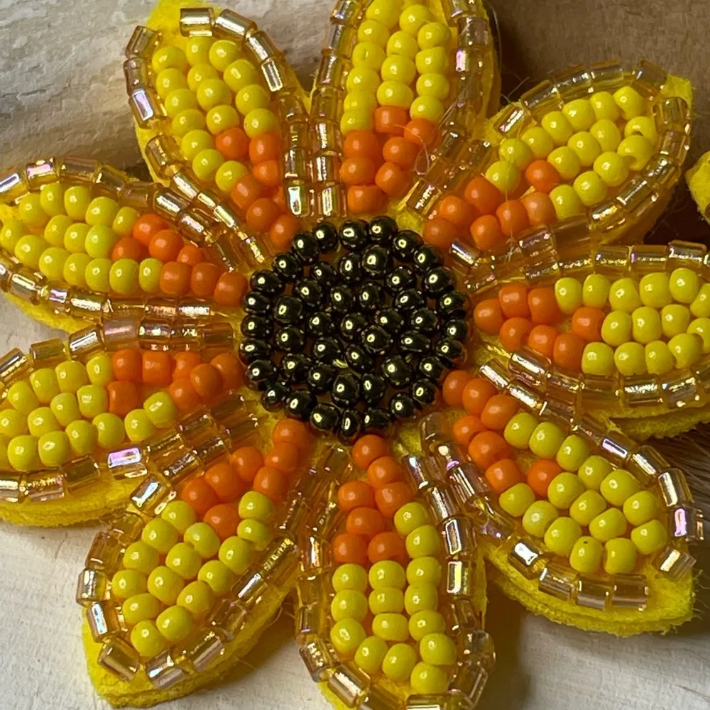 Sunflower seed bead earrings. 2 1/2” lightweight handcrafted post earrings. - Image 5