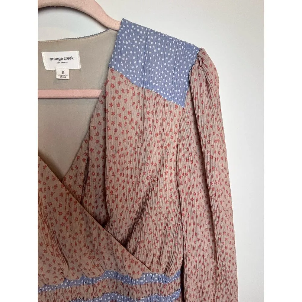 Orange Creek Los Angeles Women Size Small S Orange Cottage Midi Dress - Image 4