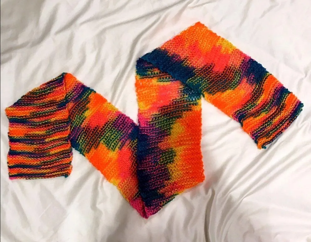 Hand knit rainbow scarf (huge!) - Image 2