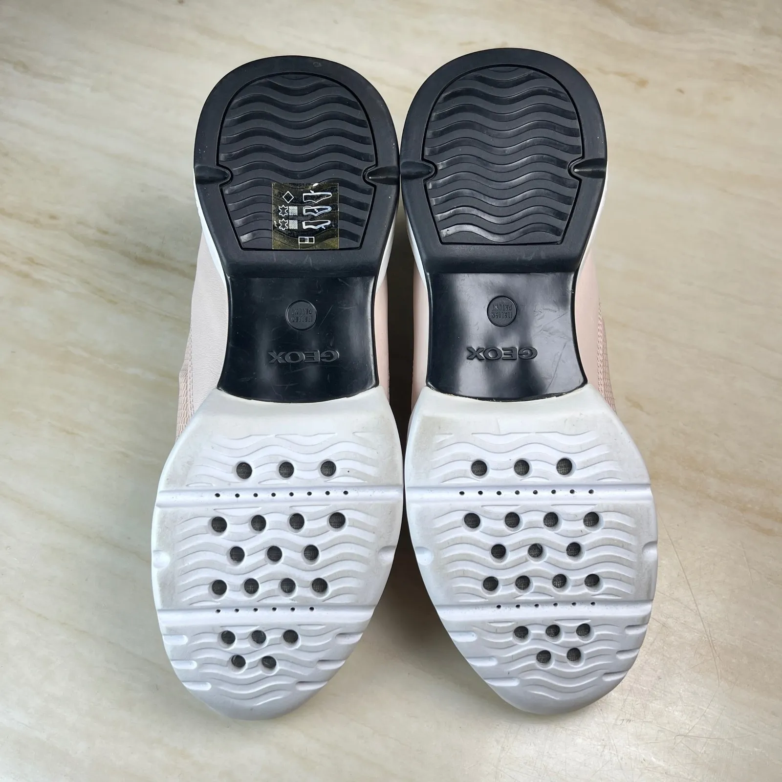 GEOX Respira Womens Sneakers Pink Beige Leather Suede Mesh Comfort Size 7 - Image 8