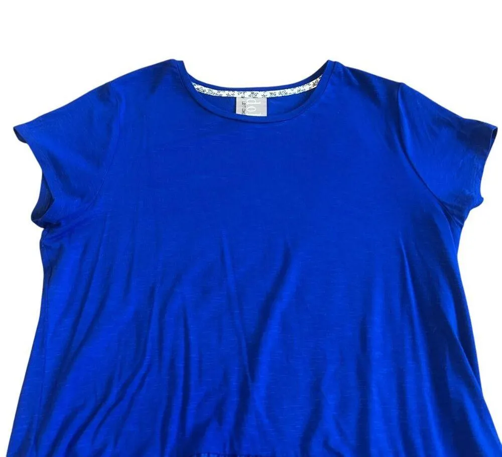 Dolan Anthropologie Royal Blue High Low Mini Dress Stretch Knit Size Medium - Image 2