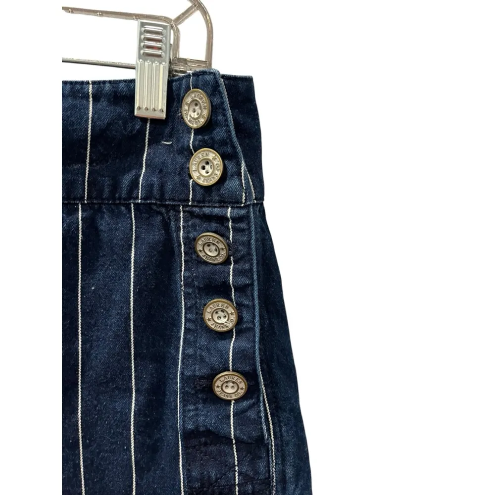 Vintage 90's Lauren Jeans Co. Pinstriped Button Fly Denim Short Size 4 Cotton - Image 3